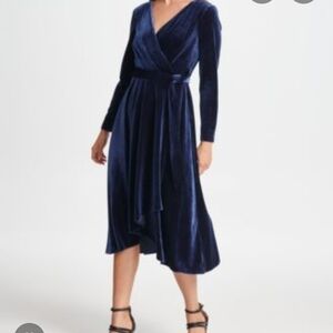 DKNY Midnight Blue Velvet Long Sleeve Dress